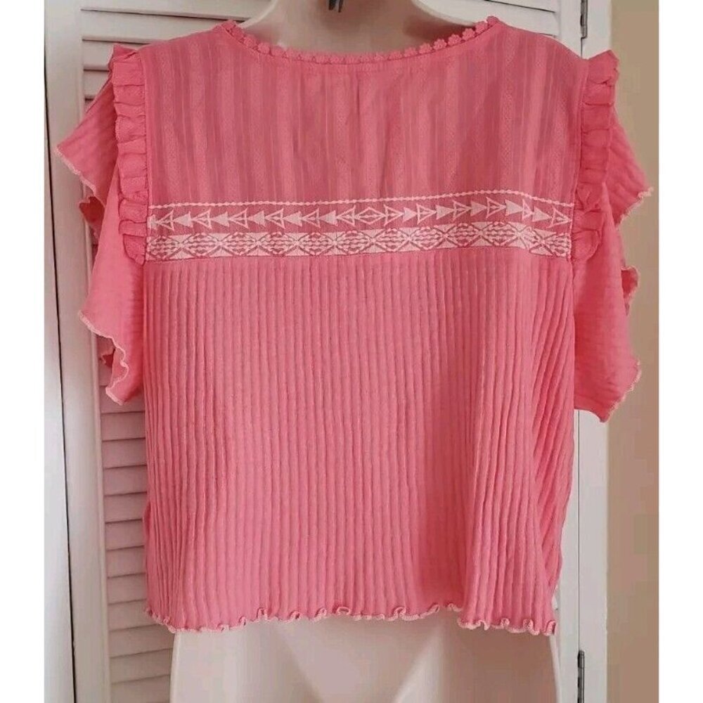 NEW FREE PEOPLE SARAFINA PEACH LEMONADE COMBO EMBROIDERED TASSEL TOP SZ MEDIUM - Picture 7 of 10